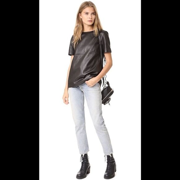 Mackage Tops - MACKAGE Tatiana Leather Black Top size XS nWT